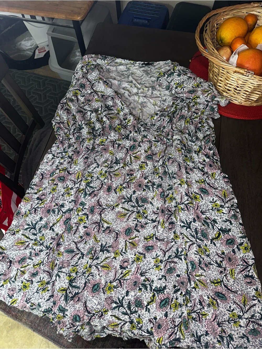 torrid Pink and Green Floral Midi Dress with Yellow Accents